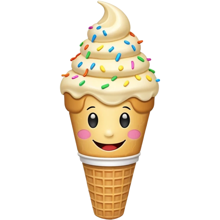 Ice cream cone with a smiley face  emoji