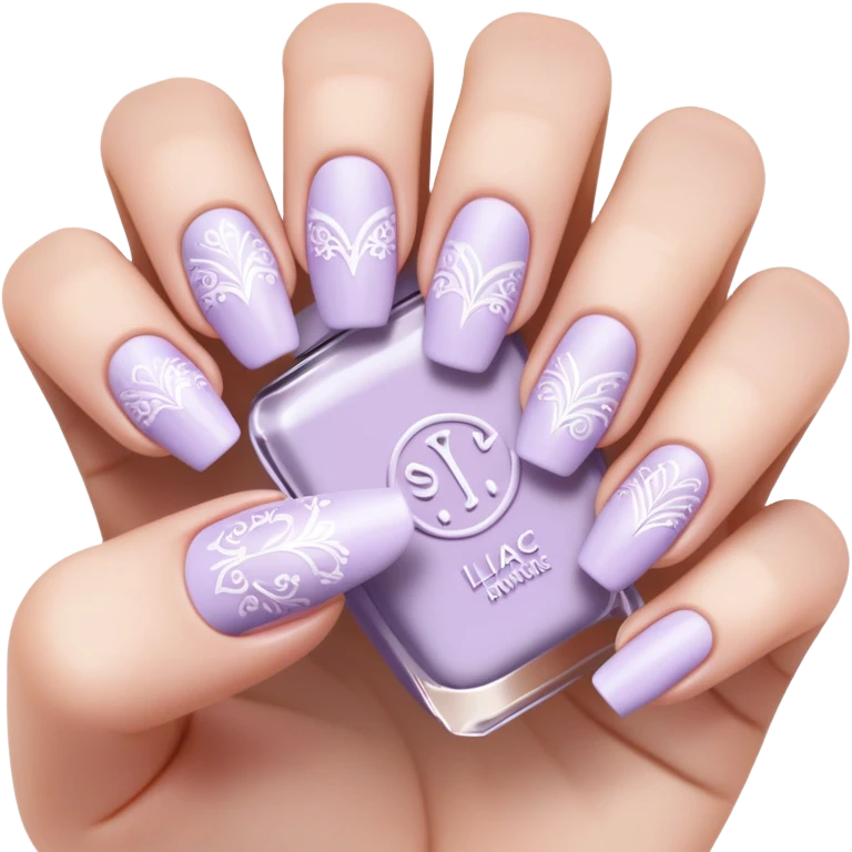 lilac pastel manicure with nail art designs emoji