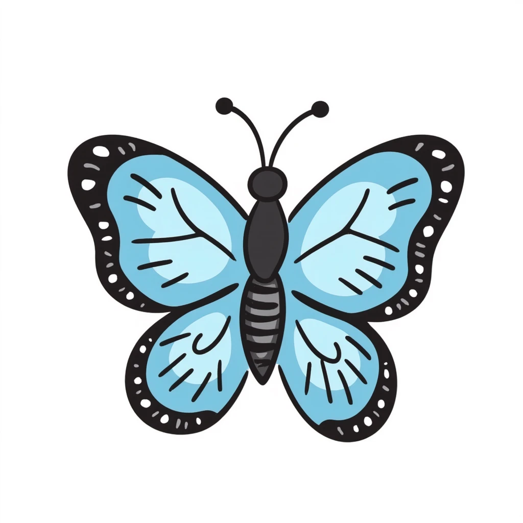 Cute blue butterfly with detailed wings and pattern emoji