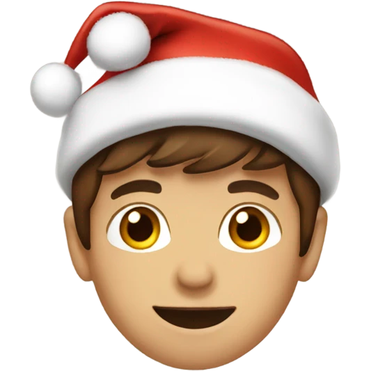Boy with brown hair wearing a Christmas hat  emoji