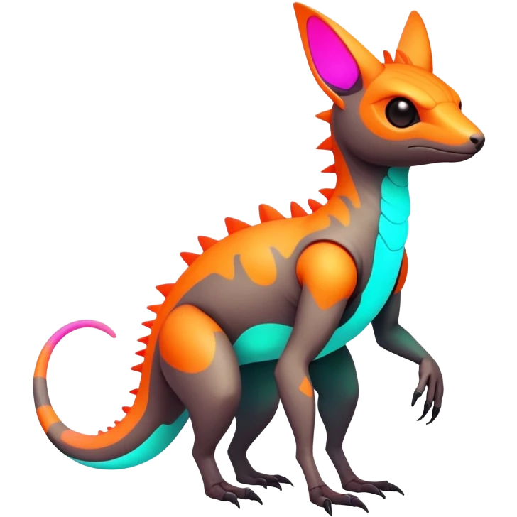 futuristic lush warm-colored neon-colored Fakémon-Trico-creature (full body) emoji