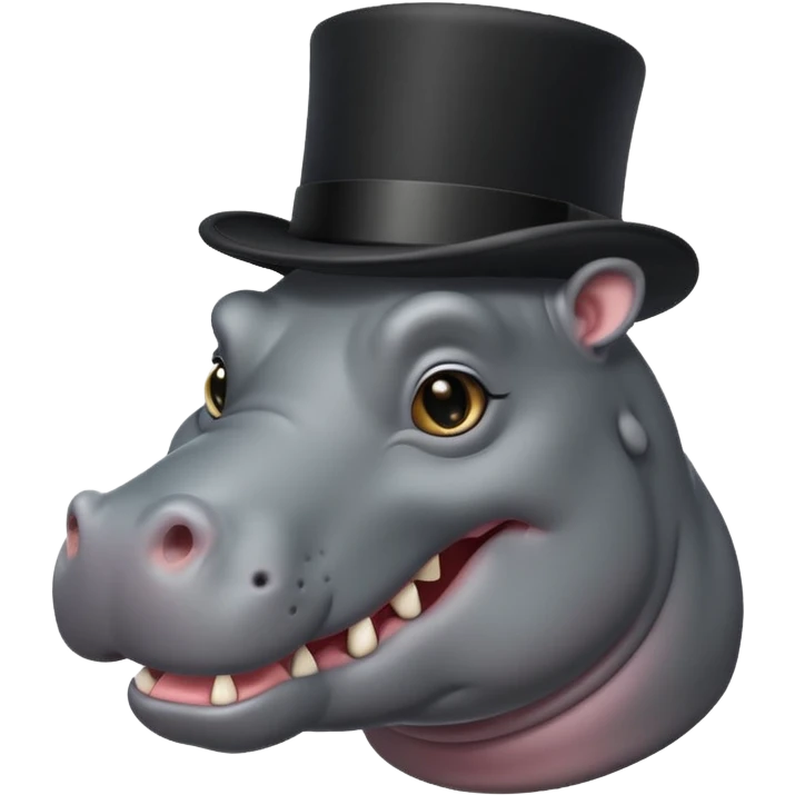 Smiling hippo with top hat  emoji