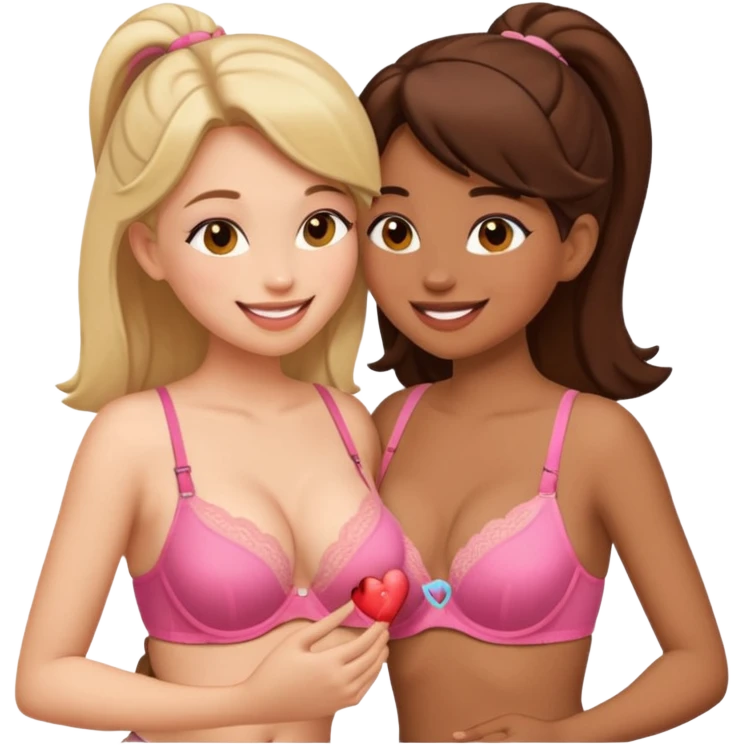 2 girls in bras kissing emoji