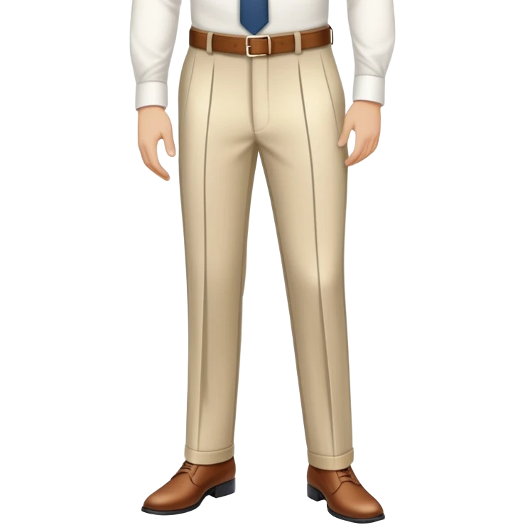 beige dress pants with distinct white vertical pinstripes, formal trousers with cuffed hem, clear vertical lines, isolated garment only on white background, no model emoji