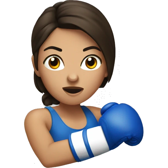 Brunette woman boxer throwing a punch emoji