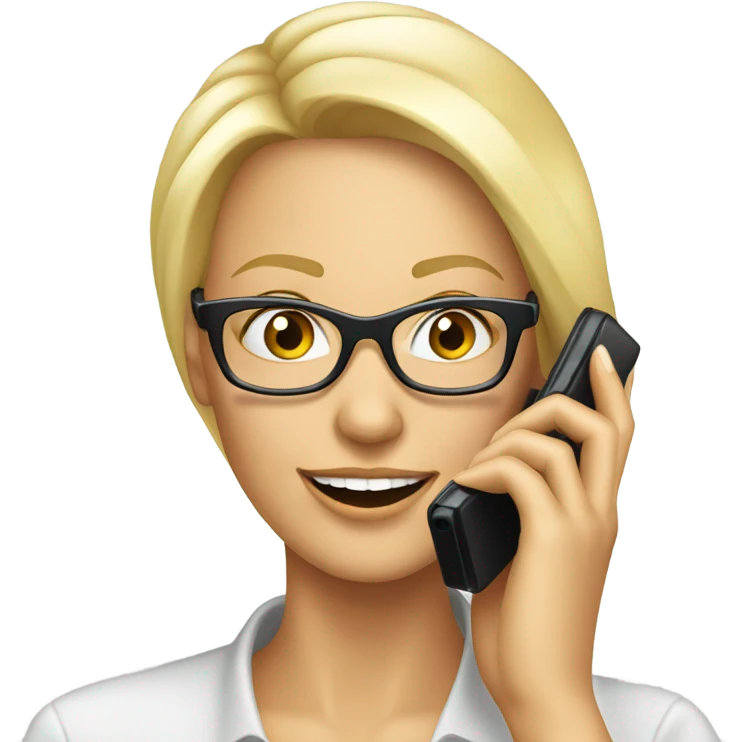 Elegant Blonde woman wearing glasses calling on cell phone emoji