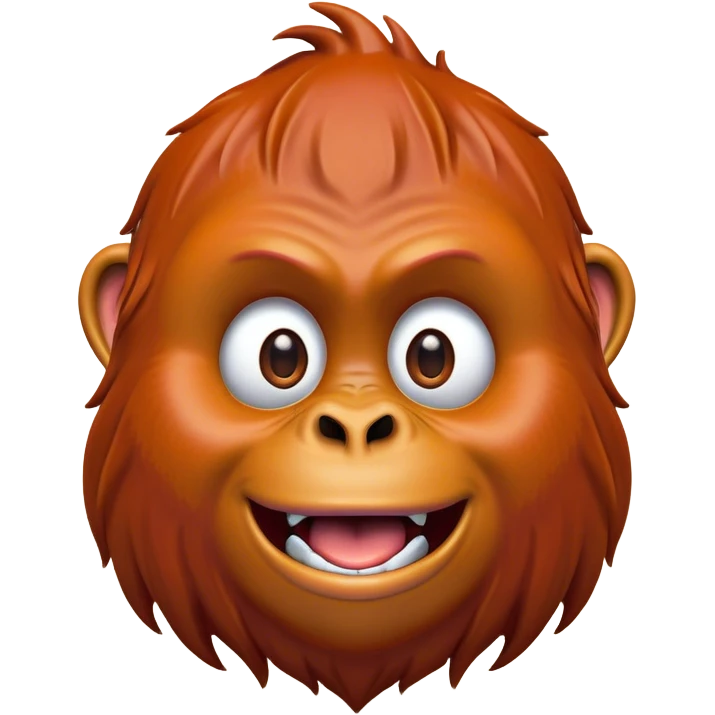 Cinematic Comical Orangutan Portrait Emoji, Head tilted dramatically with an exaggeratedly shocked expression, featuring a robust, animated face with wide, comically expressive eyes full of humorous disbelief, Simplified yet hilariously expressive features, highly detailed, glowing with a slightly sassy glow, high shine, dramatic yet playful, stylized with an air of quirky jungle attitude, soft glowing outline, capturing the essence of a meme-worthy orangutan that looks ready to side-eye its way into viral fame! emoji
