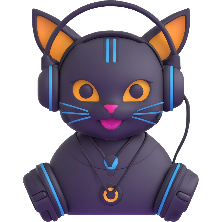 a smiling cybercat wearing headphones emoji