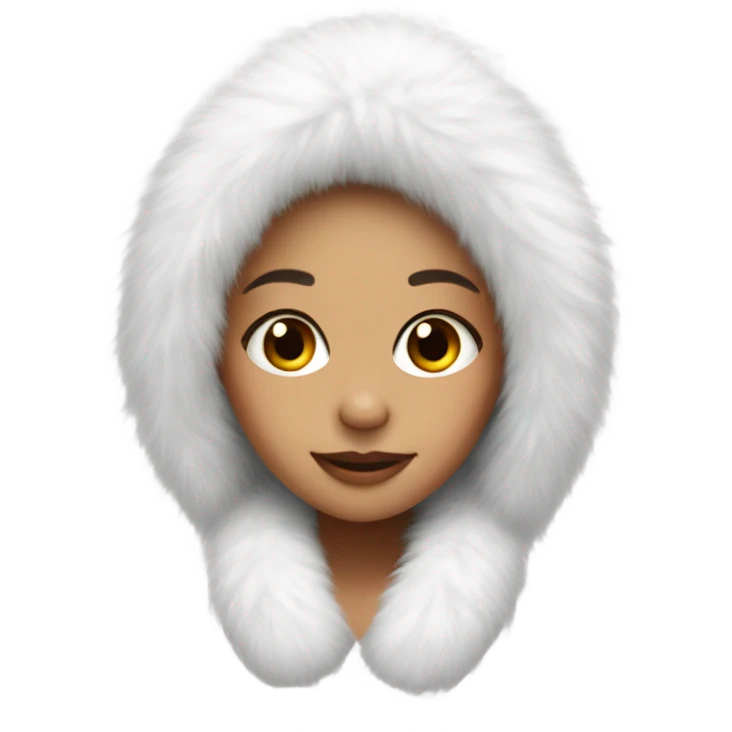 Girl in white big fluffy fur ear covers emoji