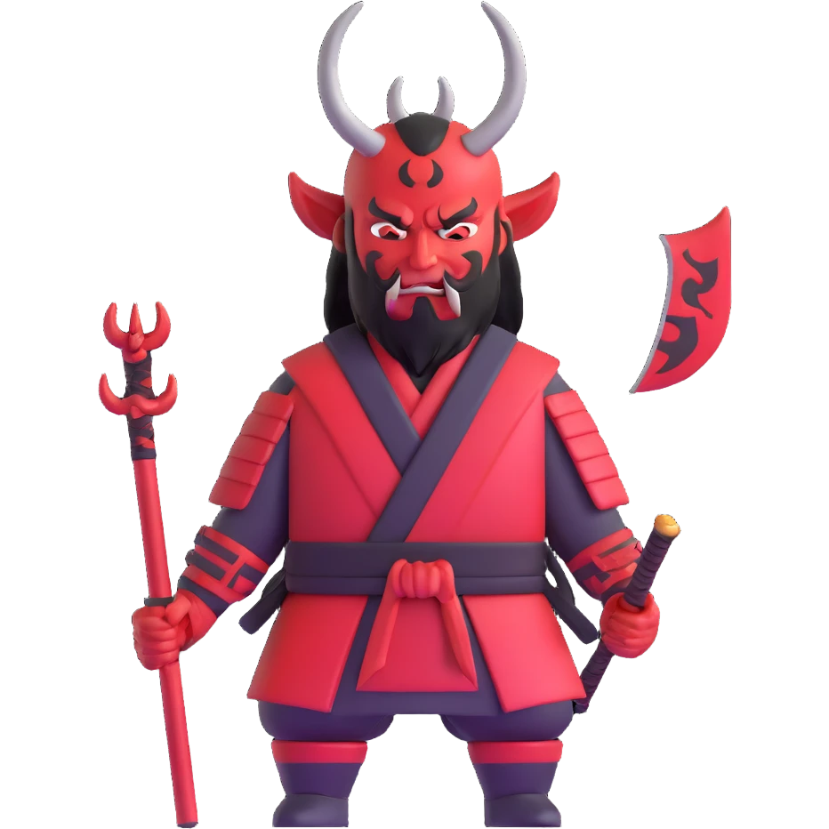 Devil samurai warrior with horns emoji