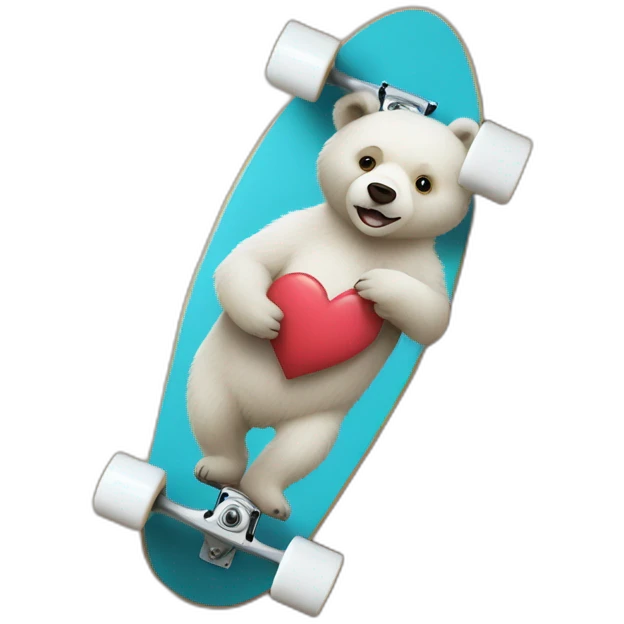 Bear heart on à skateboard emoji