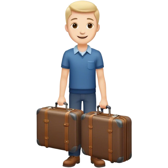 Putin photorealistic happy with a suitcase emoji