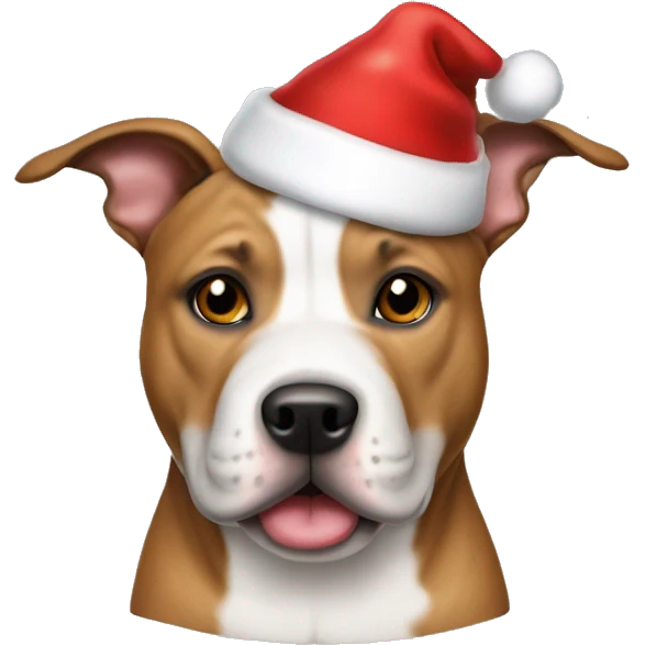 Stafford bull terrier with a Santa hat emoji
