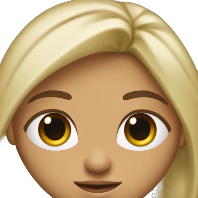 Chica con pelo castaño claro largo, tes blanca y ojos verdes  emoji