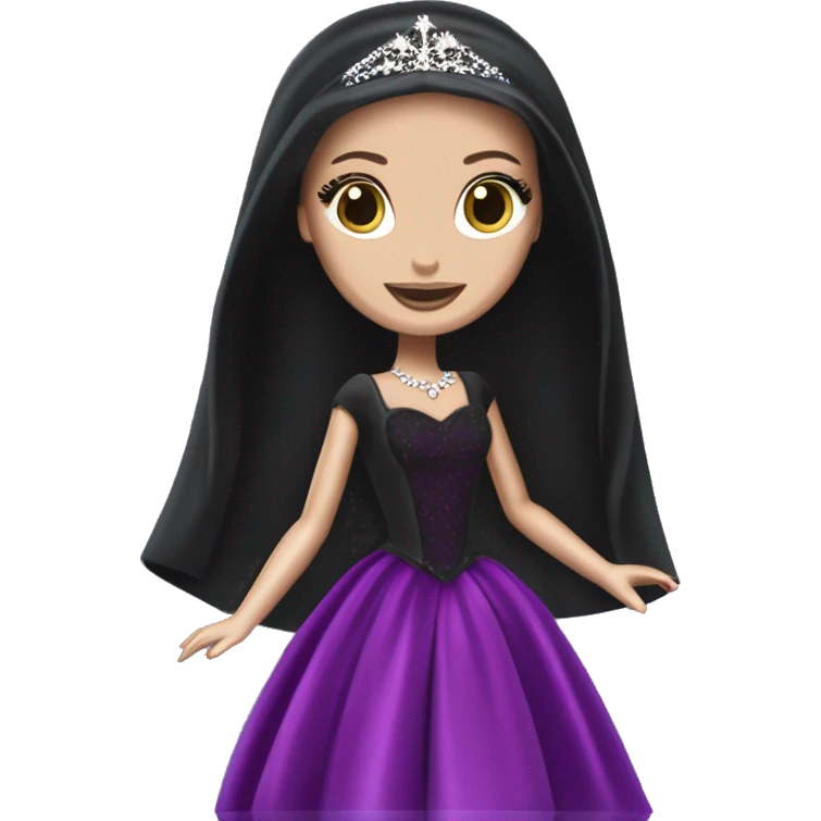 Principessa Barbie, teen Morticia Addams,cute,showing off, show full body,happily mourning accessories veil emoji