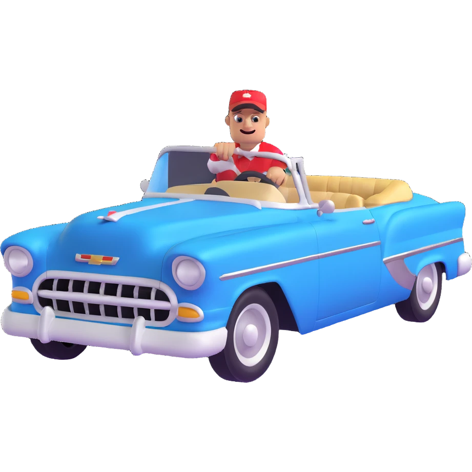 Cuban dad driving a classic Chevy car emoji