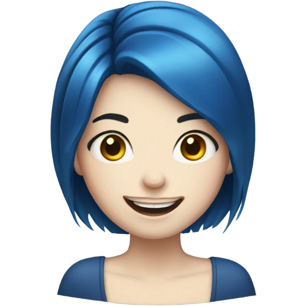 pale girl with braces and dark blue hair emoji
