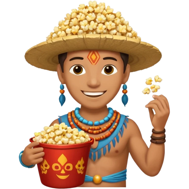 a shaman holding a bucket of popcorn emoji