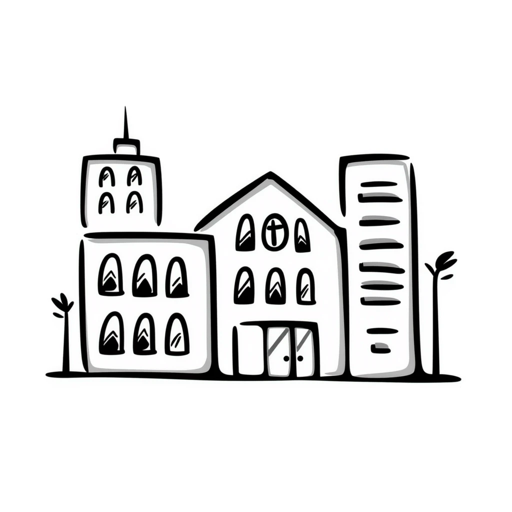 A school in front of a futuristic city emoji