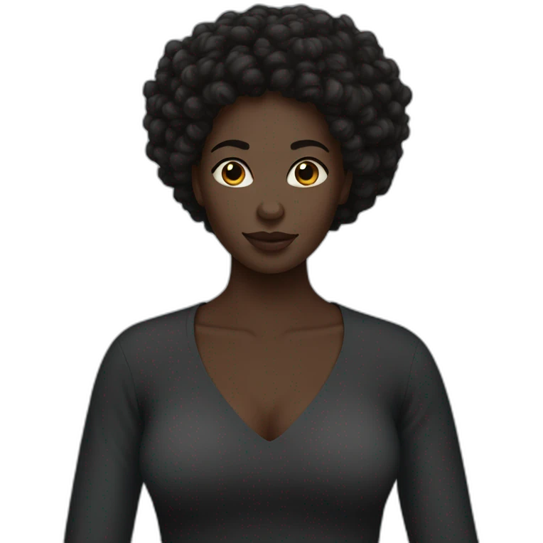 woman with black skin and natural hair african emoji