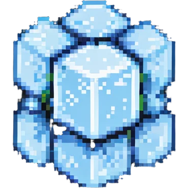 A simple pixelated ice cube emoji