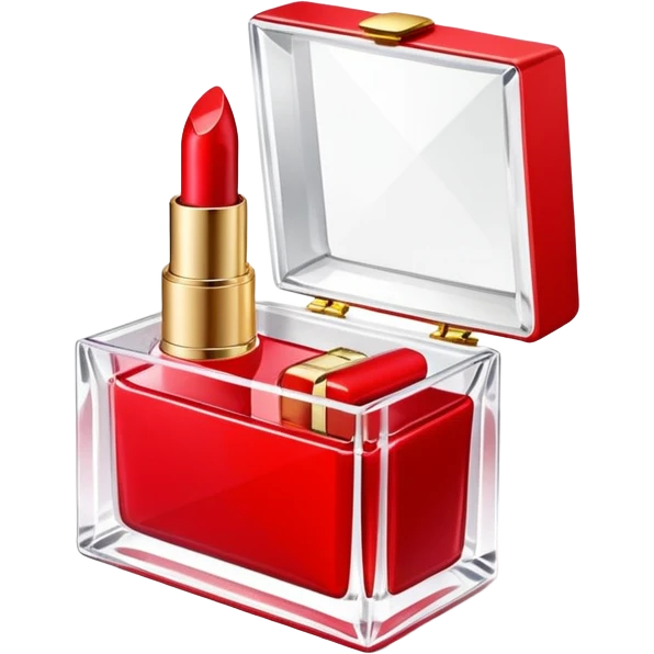 an opened box with a lipstick and a small perfume bottle inside emoji