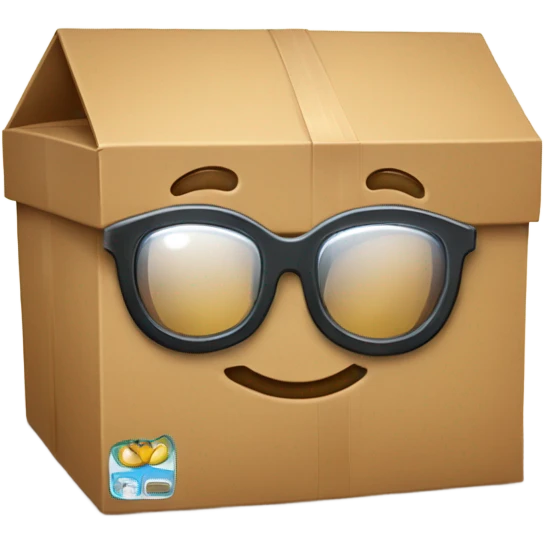 caja inteligente con lentes encima de un corazon grande  emoji