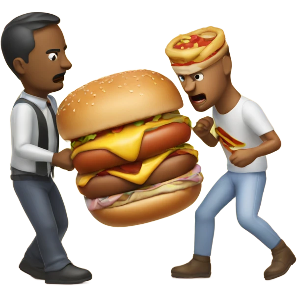 Hot dog man fighting a burger man emoji