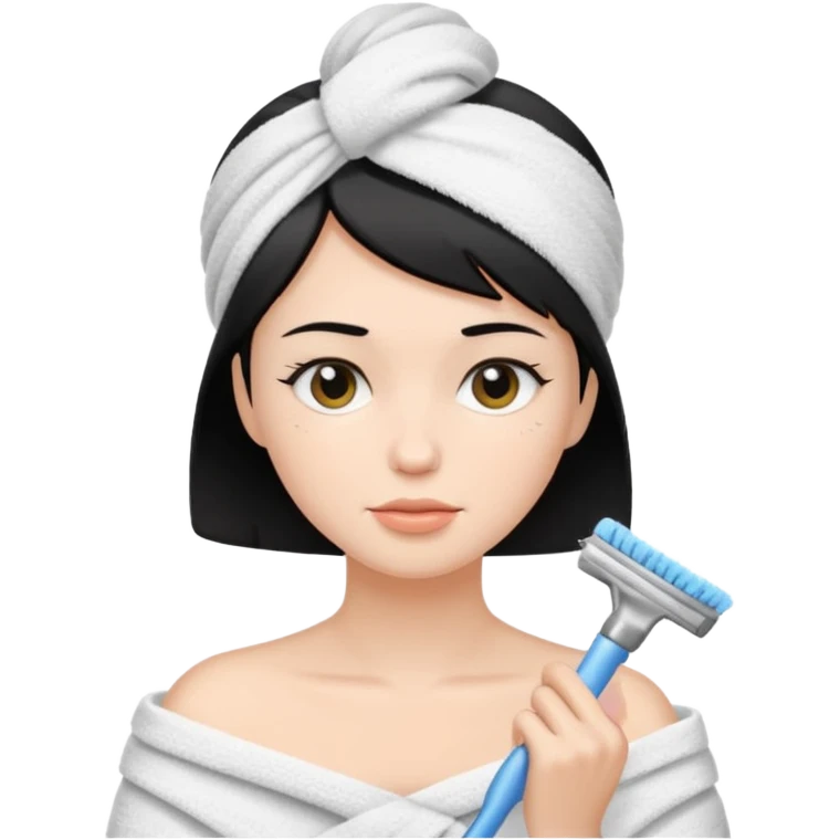 a white woman who has black short hair cleaning her face emoji
