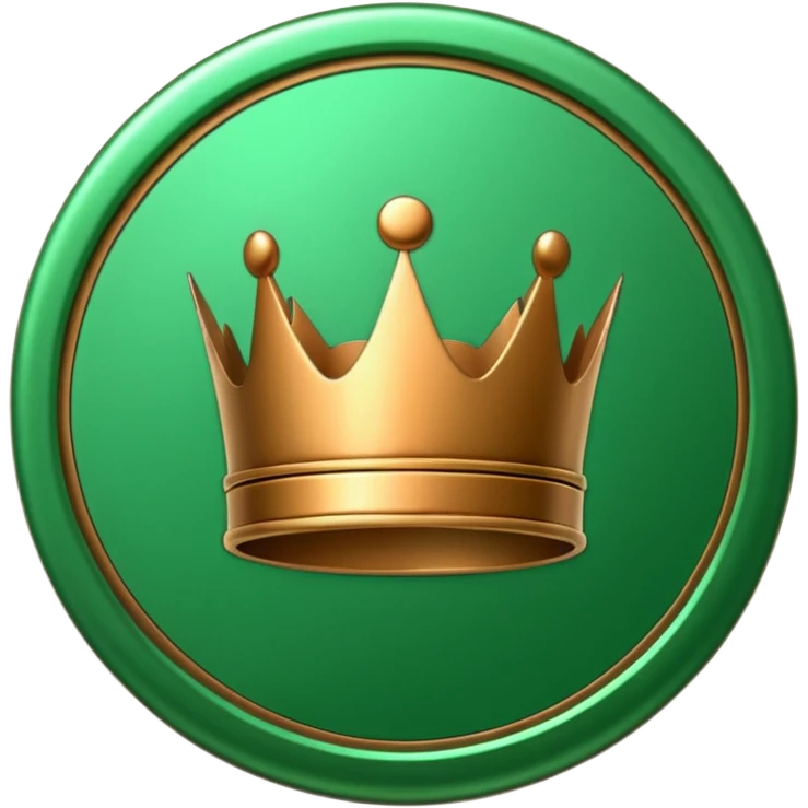 green coin with king symbol inside emoji