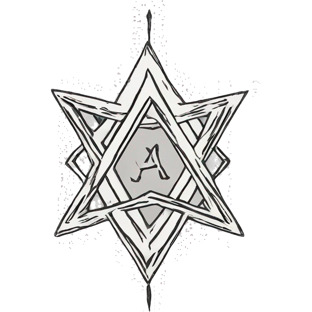 A black and white unicursal hexagram that went used by Aliester Crowley emoji