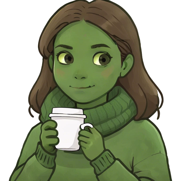 Girl with brown hair drinking coffee emoji