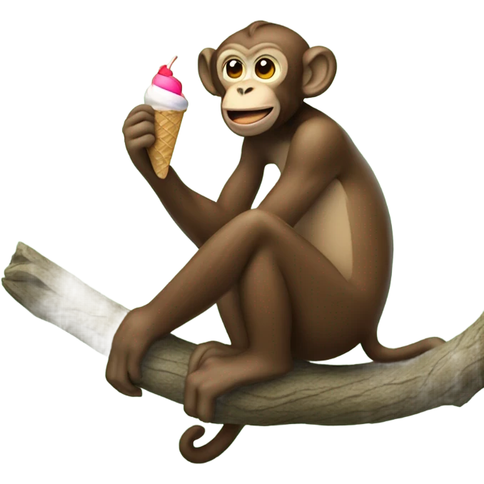 Monkey eating ice cream in a tree emoji