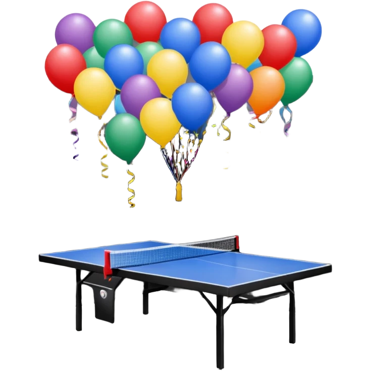 An open house garage that has a ping pong table in it and other fun decorations  emoji