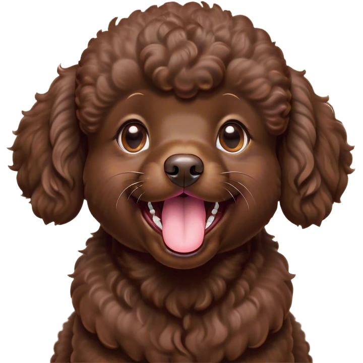 Cinematic Cute Yawning Chocolate Poodle Portrait Emoji, Head tilted slightly with a dramatic, wide-open yawn, displaying a soft, curly chocolate Fur with a refined texture, floppy ears slightly drooping, round brown eyes barely open in drowsy contentment, Simplified yet irresistibly adorable features, highly detailed, glowing with a soft, cozy glow, high shine, relaxed yet expressive, stylized with a touch of whimsy, bright and endearing, soft glowing outline, capturing the essence of a sleepy yet affectionate companion, so drowsy it feels like it could stretch right out of the screen and curl up for a nap! emoji