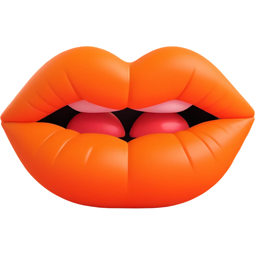 a kiss smack, orange color, lips puckered, playful and expressive, visually appealing emoji