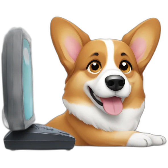corgi watching tv emoji