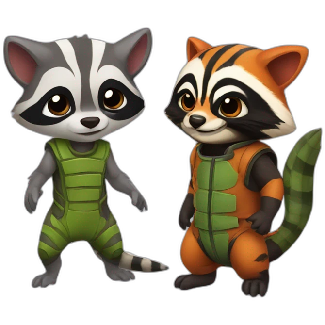 salamander and rocket racoon emoji