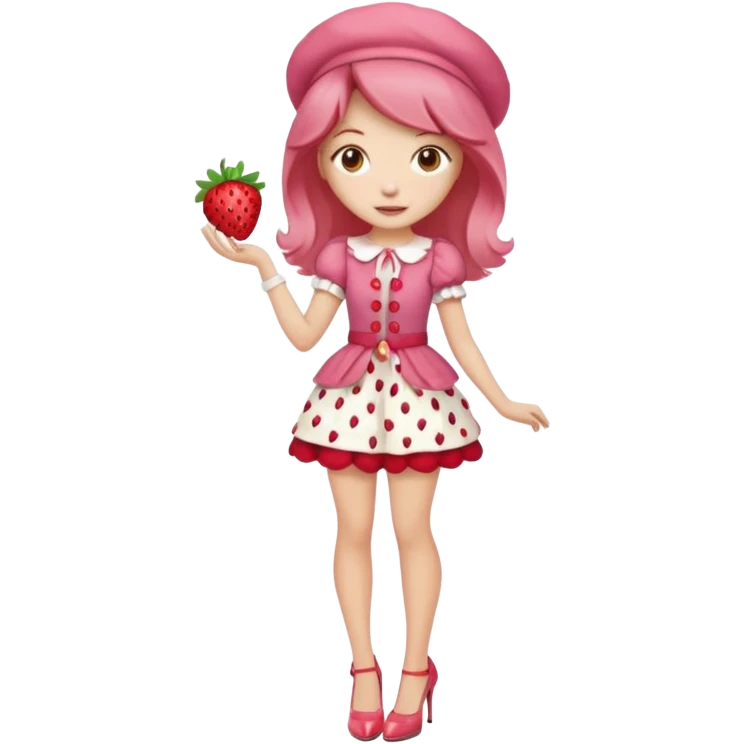 pretty and cute realistic modern day strawberry shortcake full body with high heels emoji