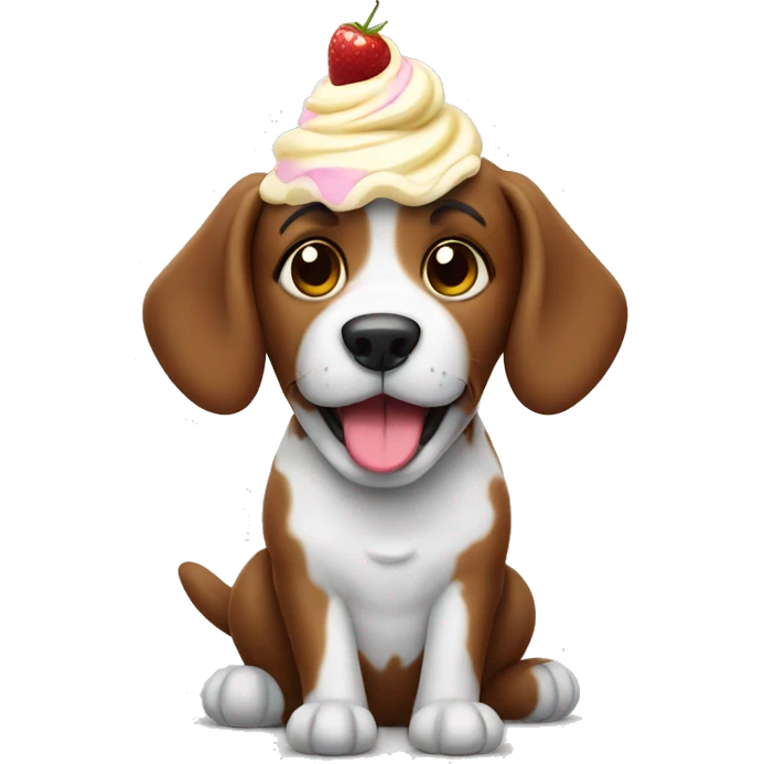 sweet dog with ice cream  emoji