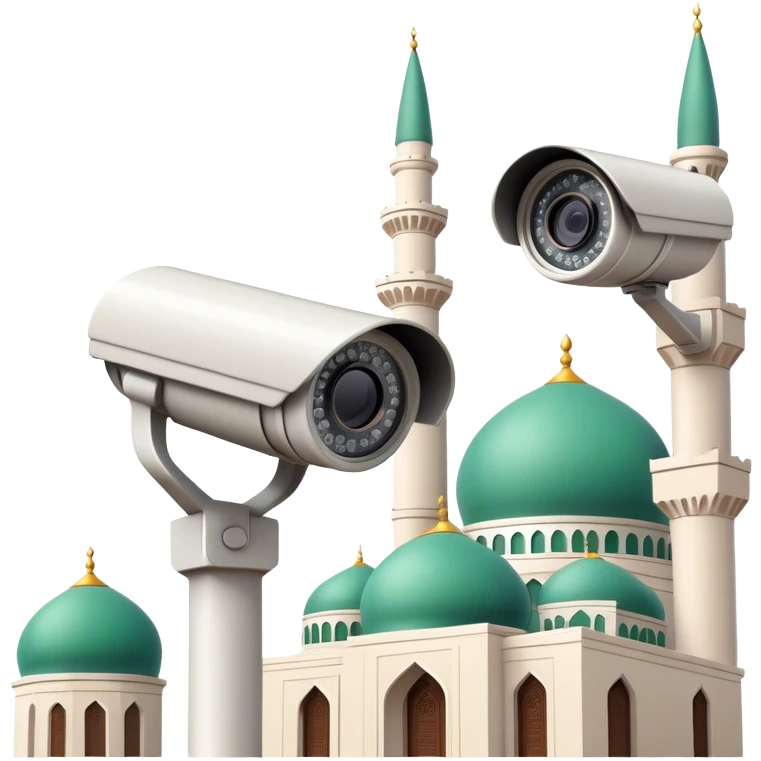 cctv cameras inside a mosque. emoji