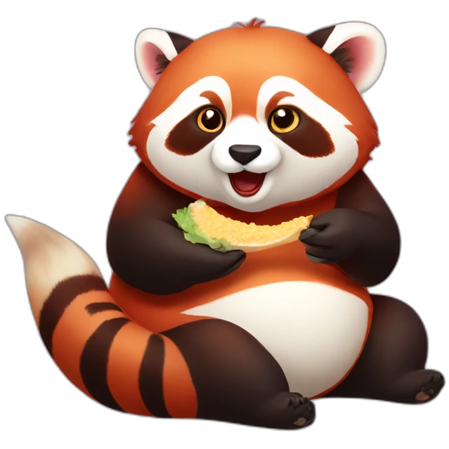 Fat red panda eating emoji