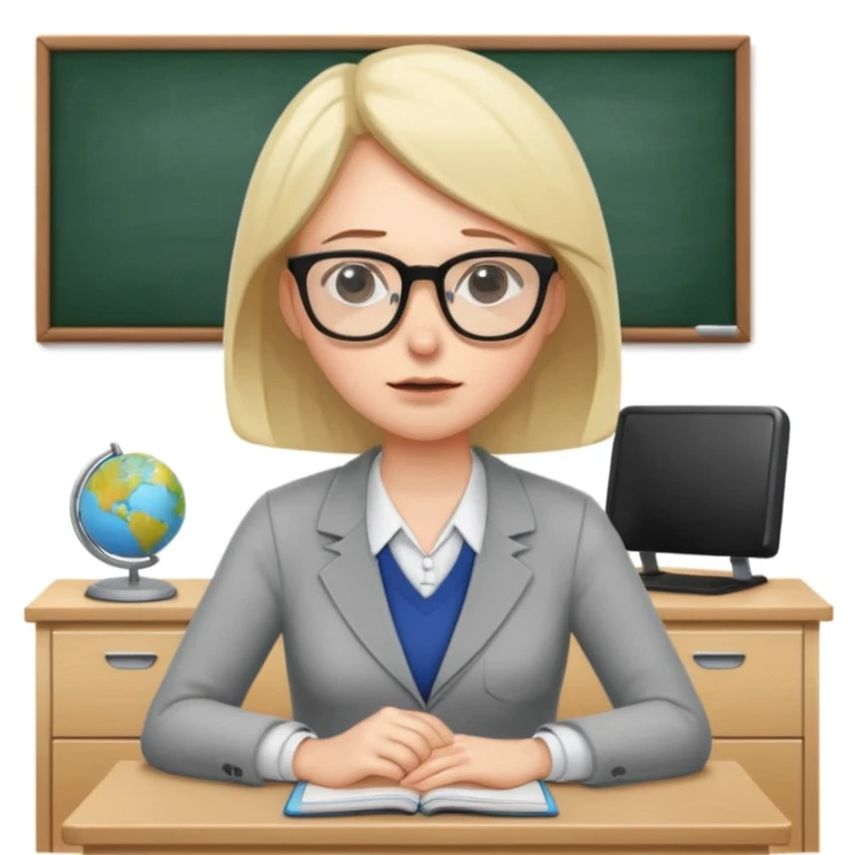 exhausted teacher in a bustling classroom emoji