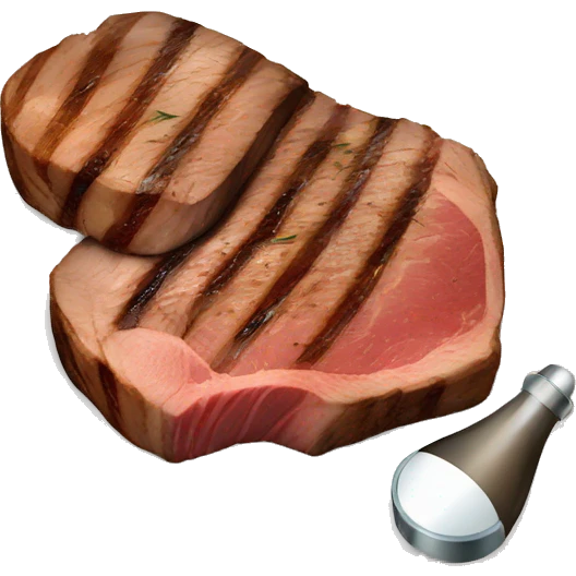 search icon with seared steak magnified emoji