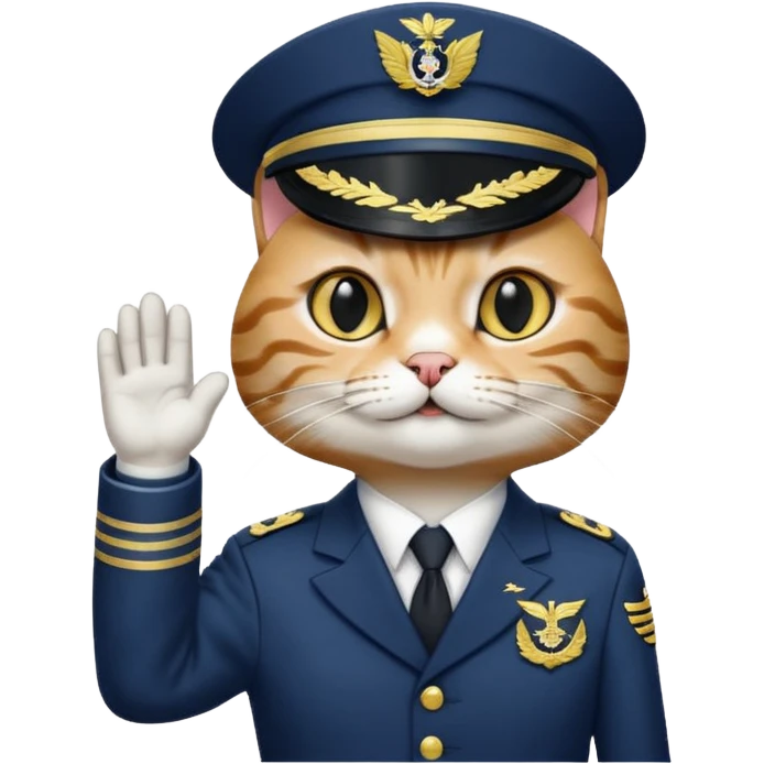 Cat saluting an amiral emoji
