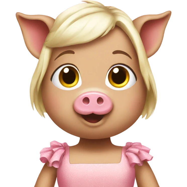 A girly pig with a dress emoji