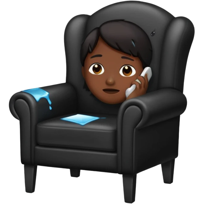 a phone in a chair looking sad and crying emoji