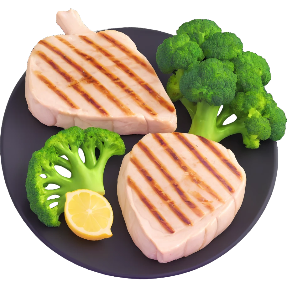 single keto meal: grilled chicken breast with broccoli and olive oil emoji