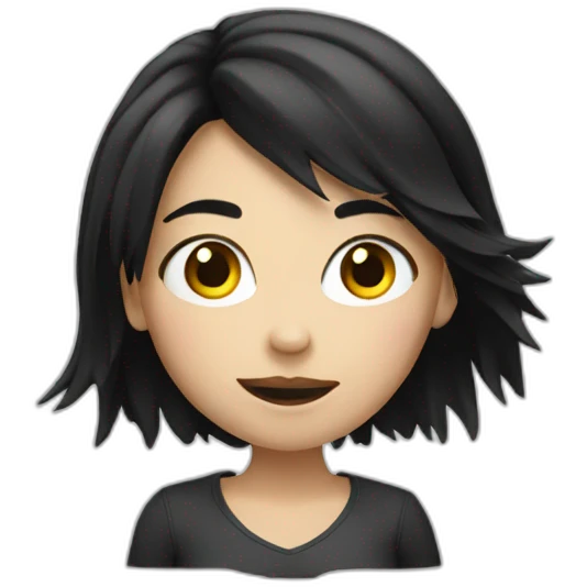 A white crazy girl with black hair emoji
