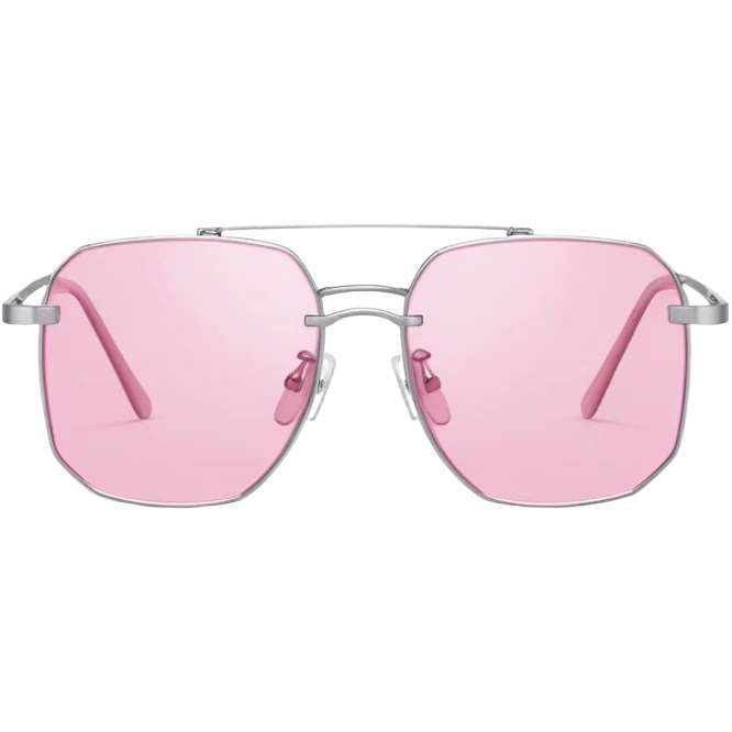 Y2K thin metal frameless pink glasses with geometric shaped lenses, 2000s style emoji